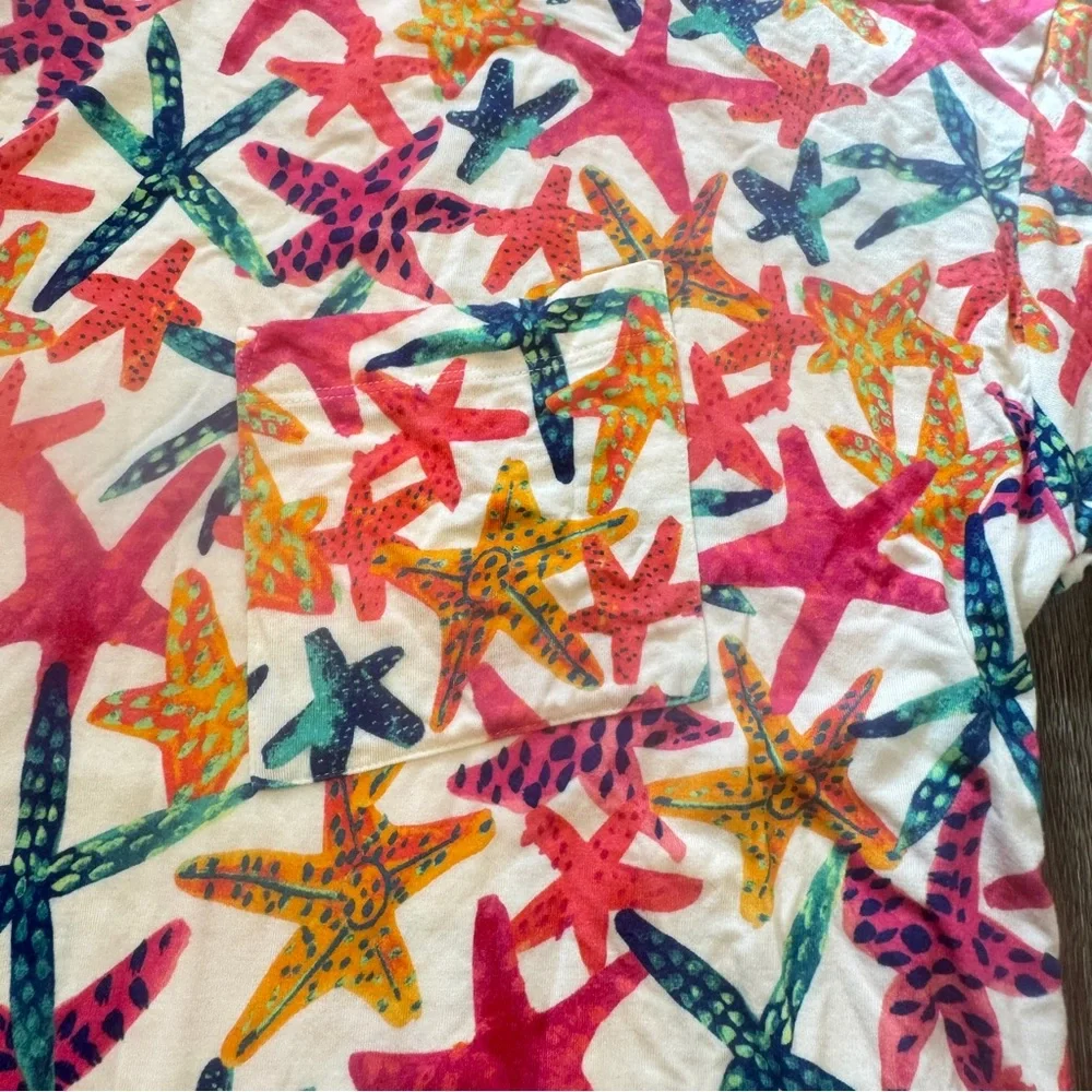 Soma Cool Nights Modern Nightshirt Womens Large Colorful Starfish Loungewear - Picture 4 of 9